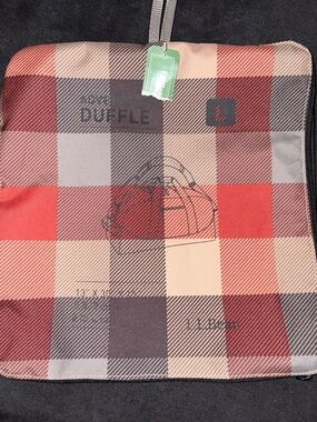 L.L. Bean Red and Cream Plaid Duffel